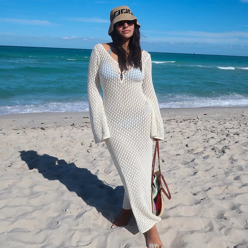 Glorol - See-Through Knitted Maxi Dress