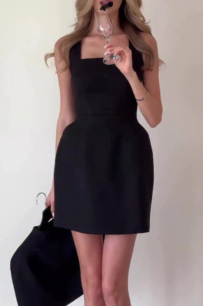 Glorol - Elegant High Waist A-Line Shawl Two-Piece Mini Dress
