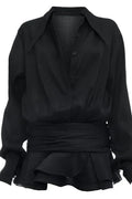 Glorol - Elegant Loose Pleated See-Through Mini Dress