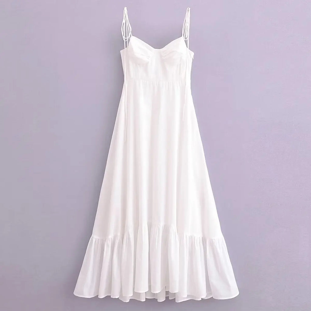 Glorol - Pleated Sleeveless Zipper Maxi Dress
