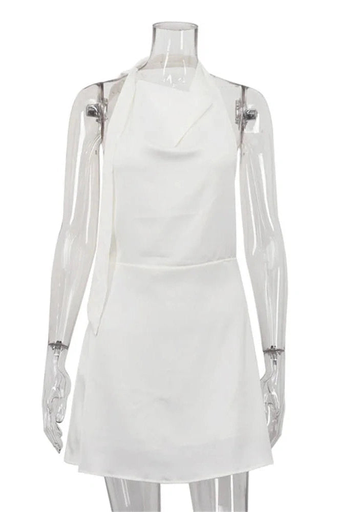 Glorol - Backless High Waist Lace-Up Slim Mini Dress