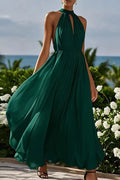 Glorol - Elegant Sleeveless Loose High Waist Pleated Maxi Dress