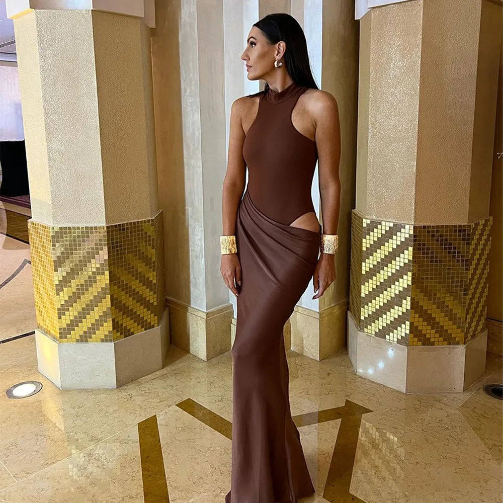 Glorol - Hollow Sleeveless High Waist Maxi Dress