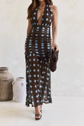 Glorol - Sleeveless Slim High Waist Backless Printed Maxi Dress