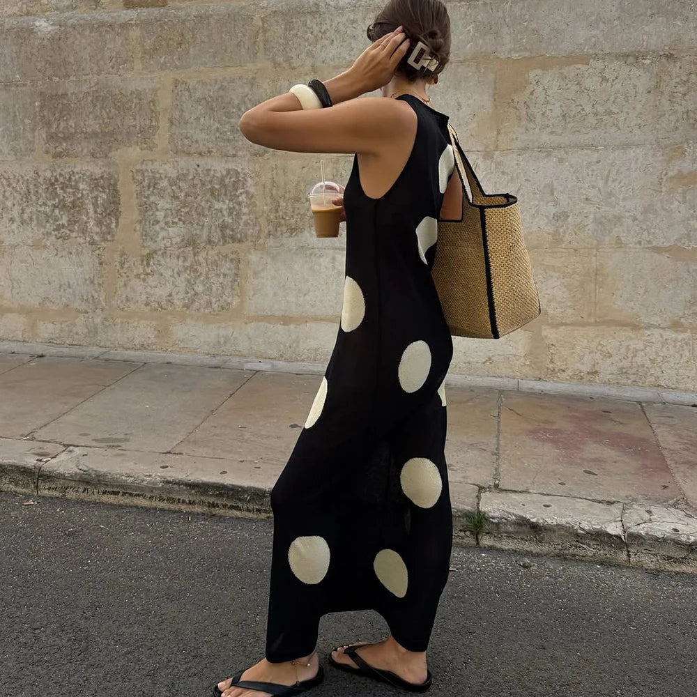Glorol - See-Through O-Neck Sleeveless Maxi Dress