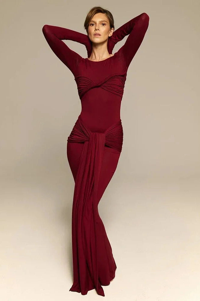 Glorol - Elegant Bodycon Long Sleeve Maxi Dress