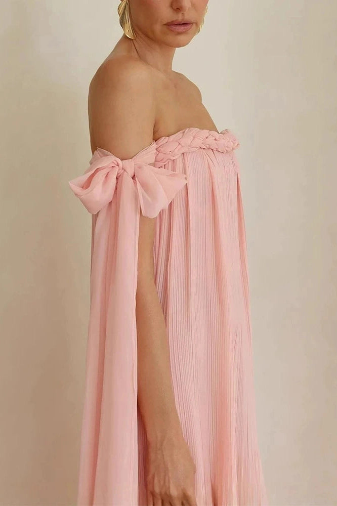 Glorol - Off-Shoulder High Waist Maxi Dress