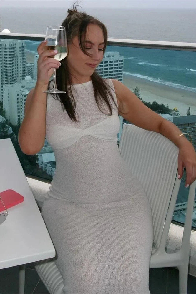 Glorol - Sleeveless See-Through Bodycon Maxi Dress