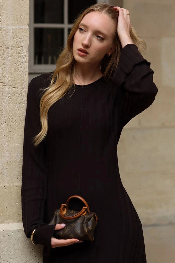 Glorol - Elegant Knitted High Waist Bodycon Maxi Dress