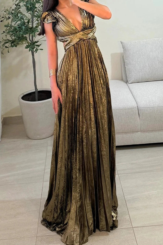 Glorol - Elegant Hollow Out Backless Sleeveless High Waist Maxi Dress