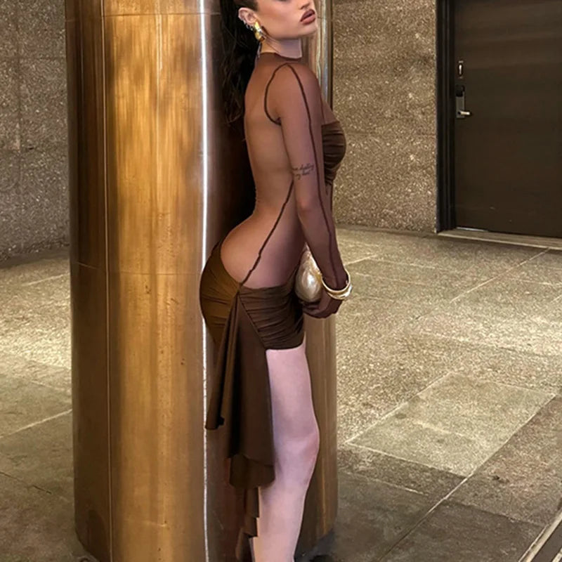 Glorol - See Through Ribbon Patchwork Mini Dress
