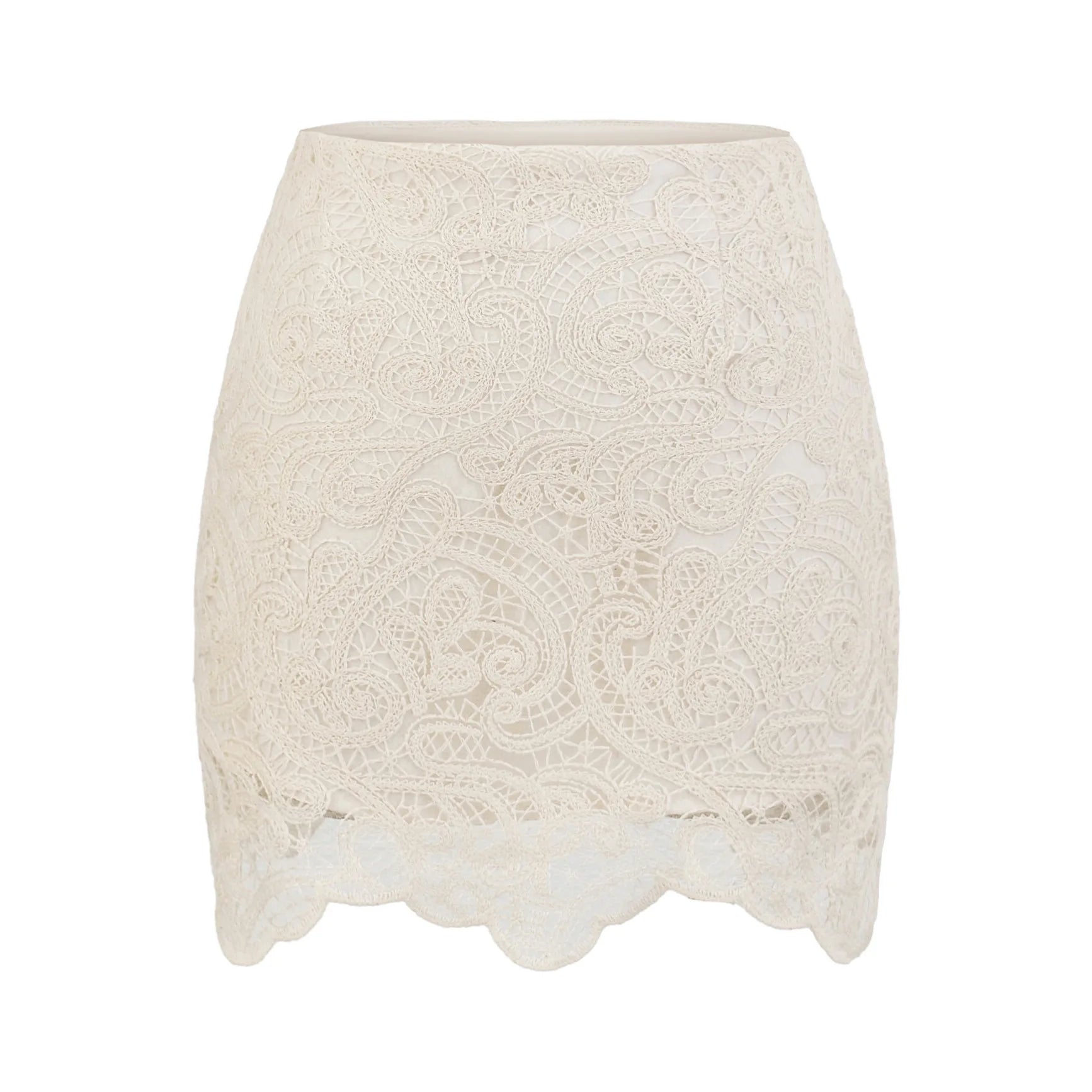 Glorol - High Waist A-Line Lace Hollow Out Skirt