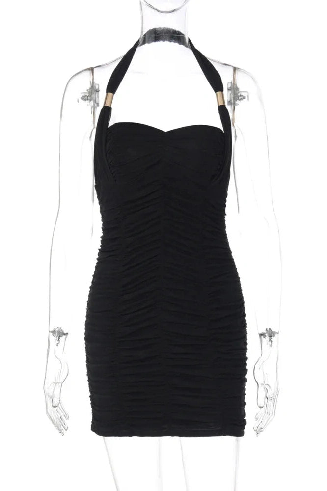 Glorol - Backless Square Collar Sleeveless High Waist Mini Dress