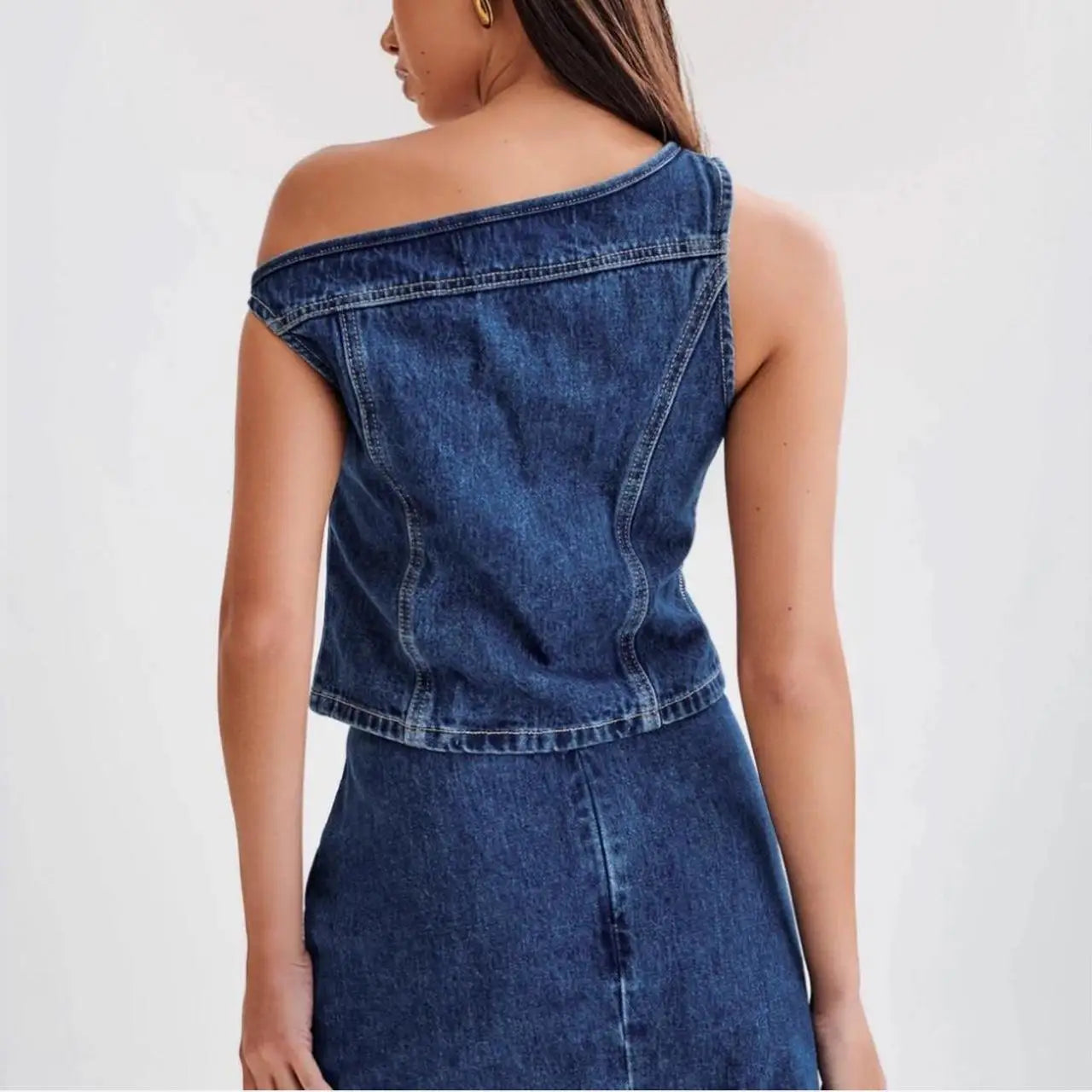 Glorol - One Shoulder Lace-Up Top