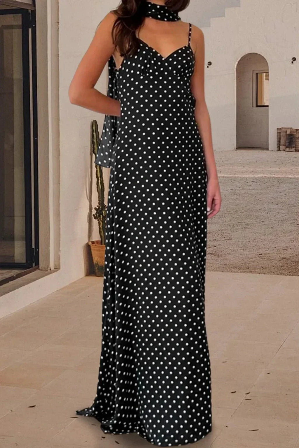 Spaghetti Strap Slim Fit Deep V Neck Maxi Dress