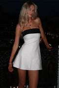 Glorol - Slim Patchwork Backless Bodycon Mini Dress