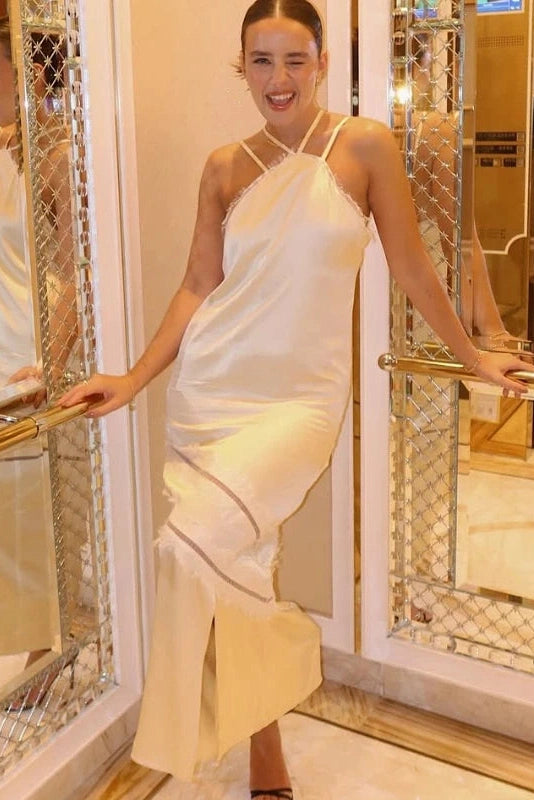 Glorol - Elegant Lace Loose Sleeveless Split Maxi Dress