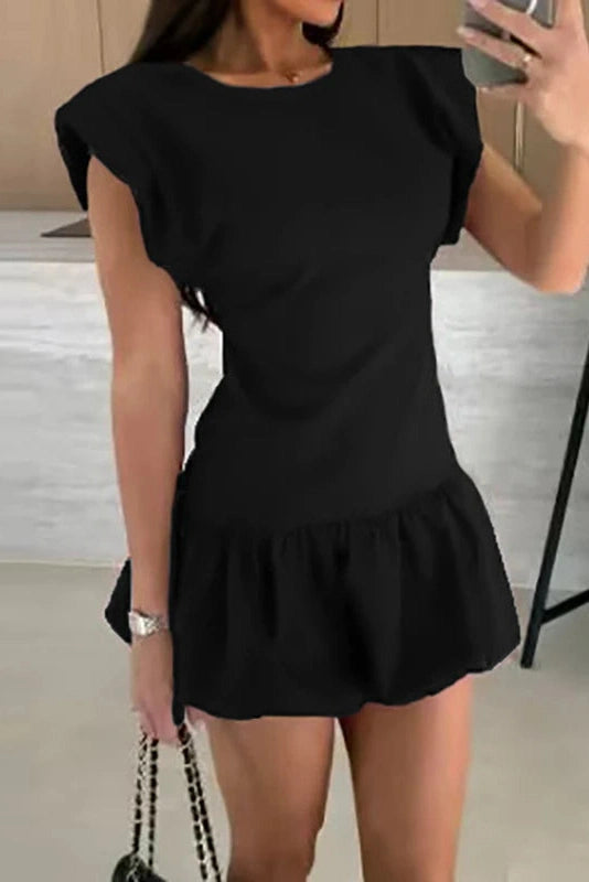 Glorol - Hollow Out High Waist O-Neck Sleeveless Mini Dress