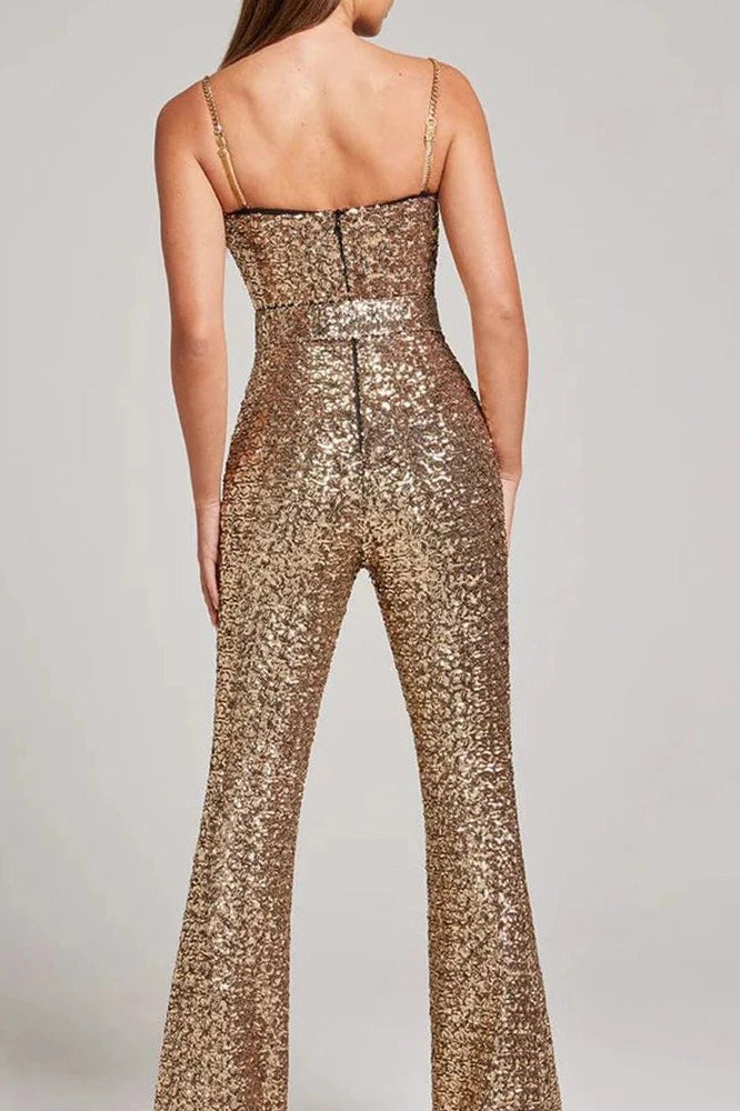 Glorol - Backless Sleeveless Slim Bodycon Jumpsuit