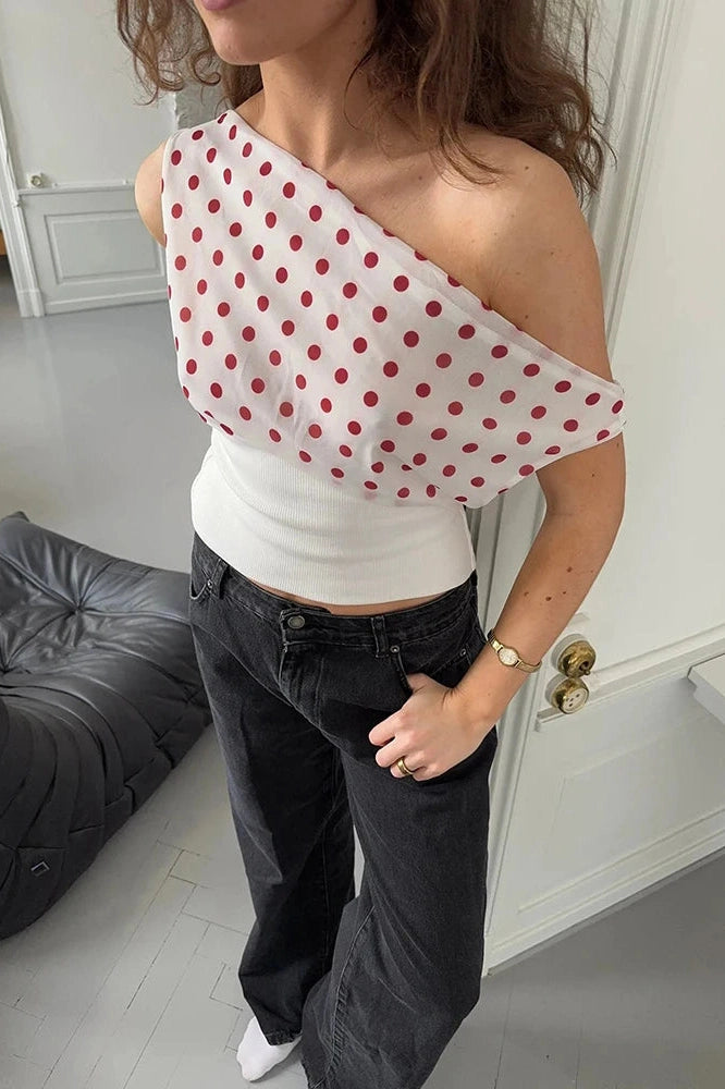 Glorol - Backless Oblique Shoulder Sleeveless Top