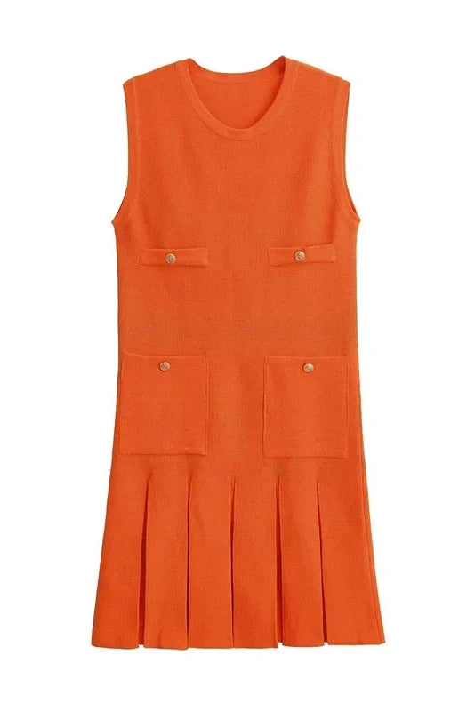 Glorol - Elegant Knitted Sleeveless High Waisted Mini Dress