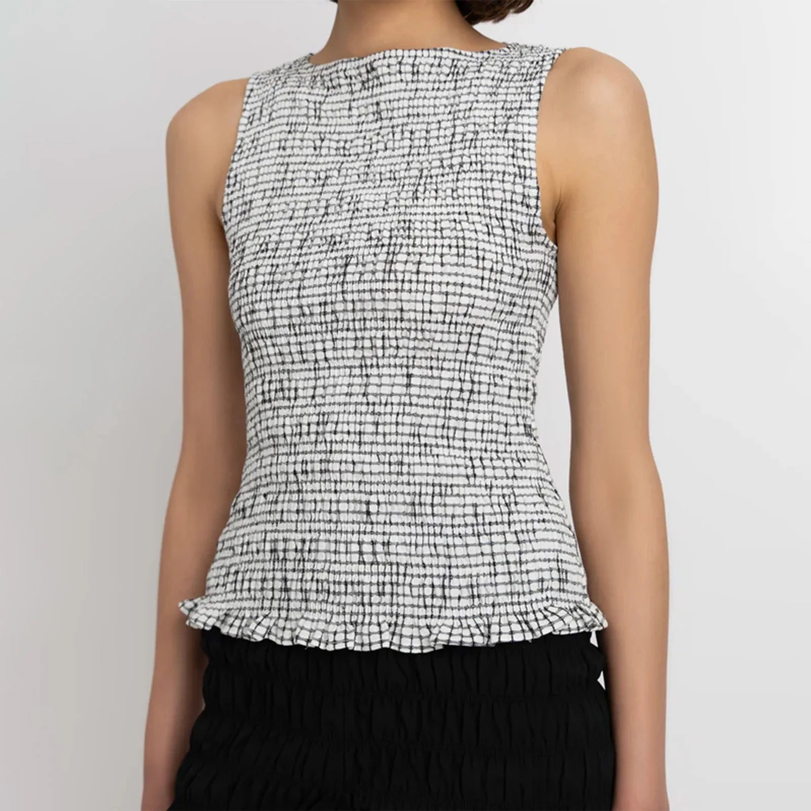Glorol - Plaid Sleeveless Slim Fit Top