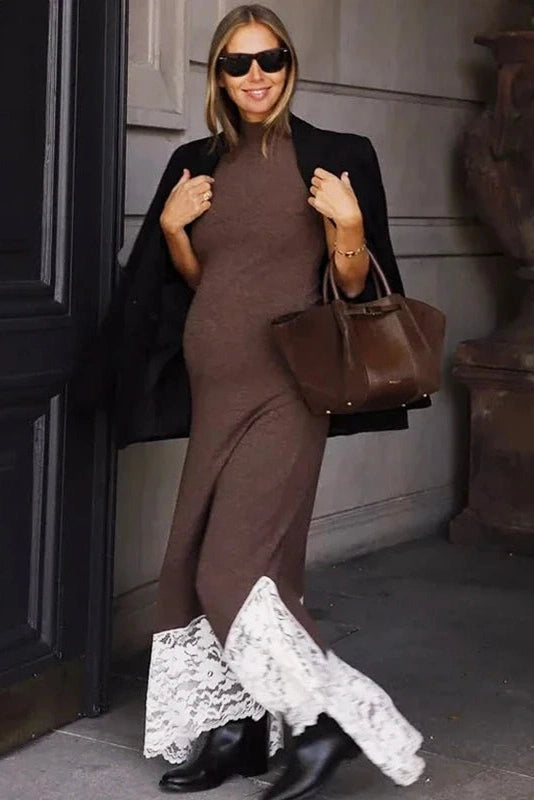 Glorol - Elegant Lace Sleeveless Slim Maxi Dress