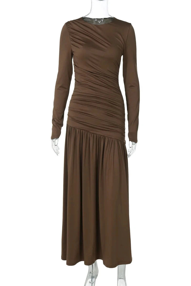 Glorol - Elegant Long Sleeve Bodycon Maxi Dress
