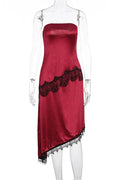 Glorol - Lace Patchwork Slim High Waist Backless Midi Dress