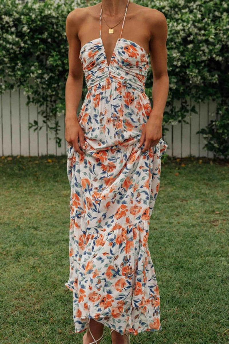Glorol - Elegant Sleeveless Tie-Up Maxi Dress