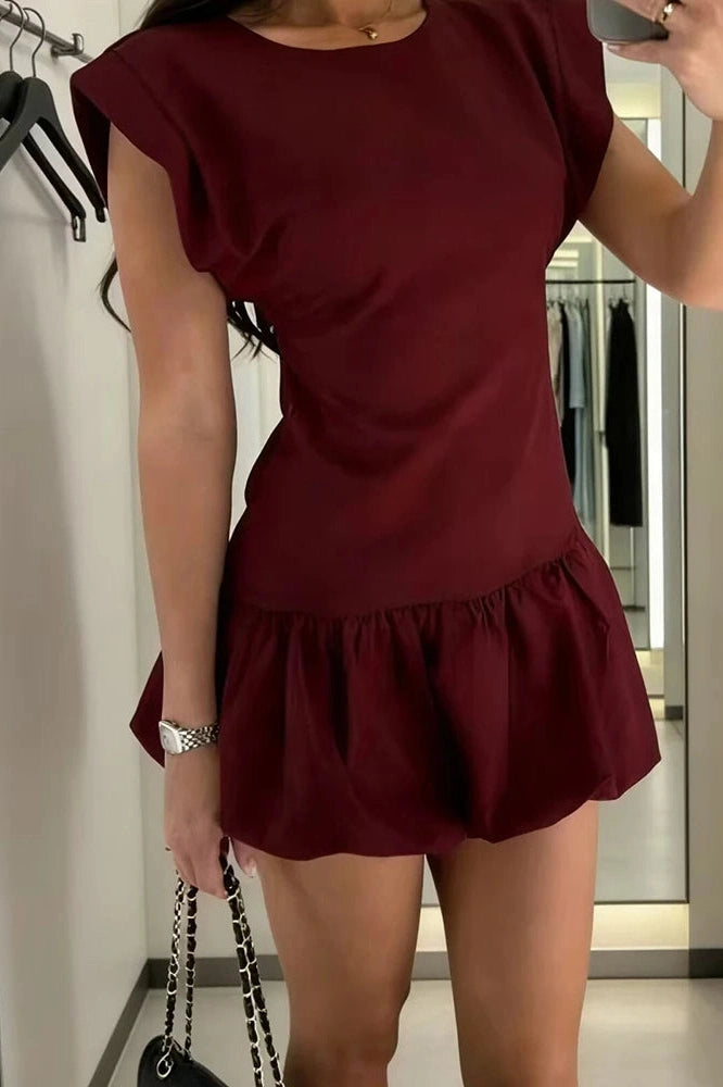 Glorol - Hollow Out High Waist O-Neck Sleeveless Mini Dress
