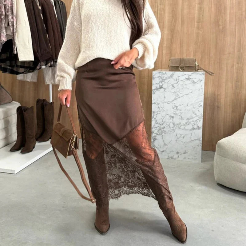 Glorol - Lace Splicing Hollowing Out Skirt