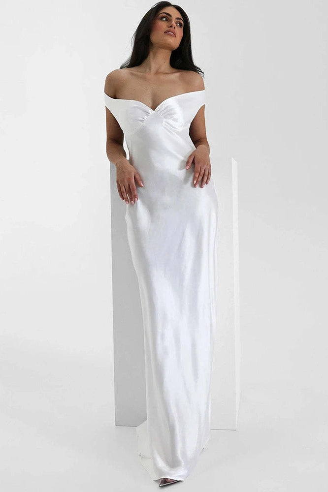 Glorol - Off-Shoulder Backless Strapless Sleeveless High Waist Maxi Dress