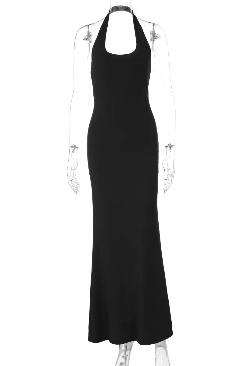 Glorol - Backless U Neck Sleeveless High Waist Maxi Dress