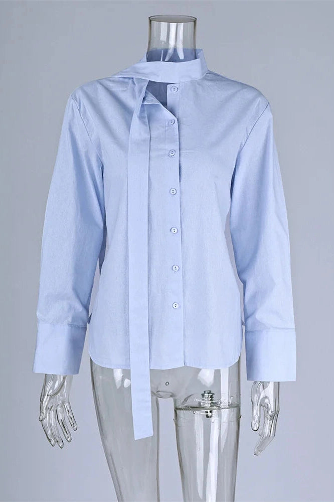 Glorol - Lace-Up Long Sleeve High Waist Top