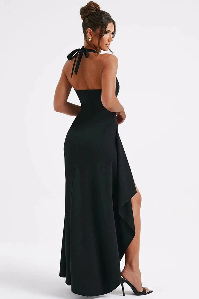 Glorol - Deep V Neck Sleeveless Backless Split Bodycon Maxi Dress