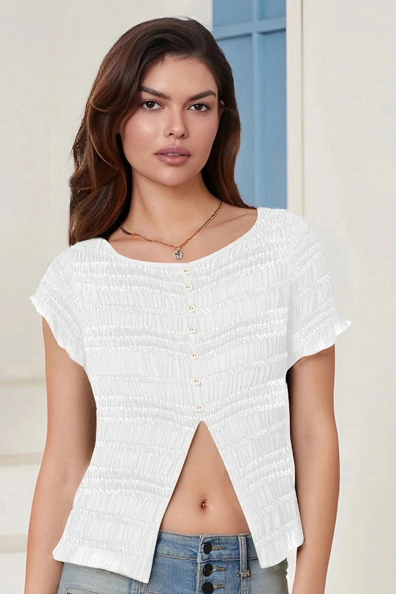 Glorol - Short Sleeve Slit Top