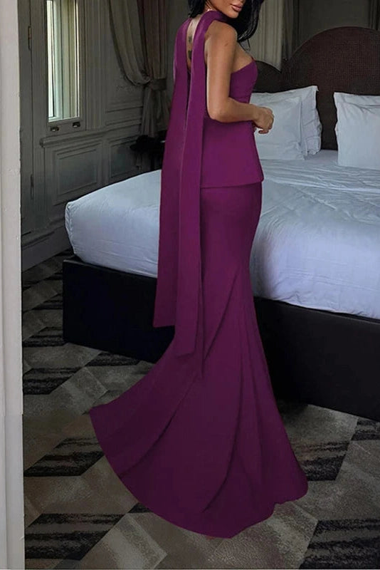 Glorol - Elegant Off-Shoulder Fit Maxi Dress