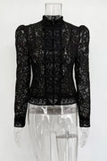 Glorol - Hollow Out Lace Printed Top