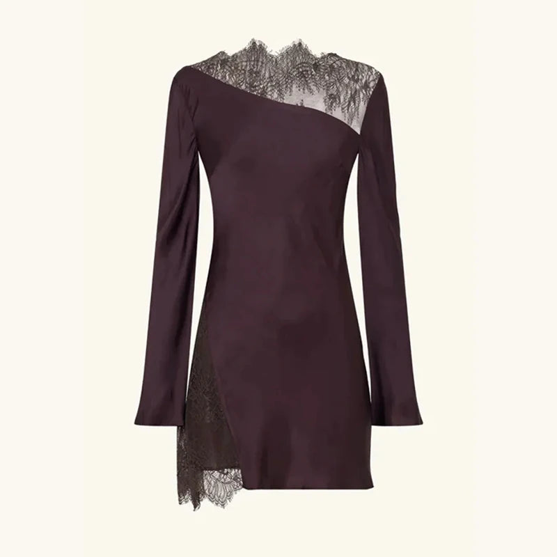 Glorol - Lace Long Sleeve Bodycon Mini Dress