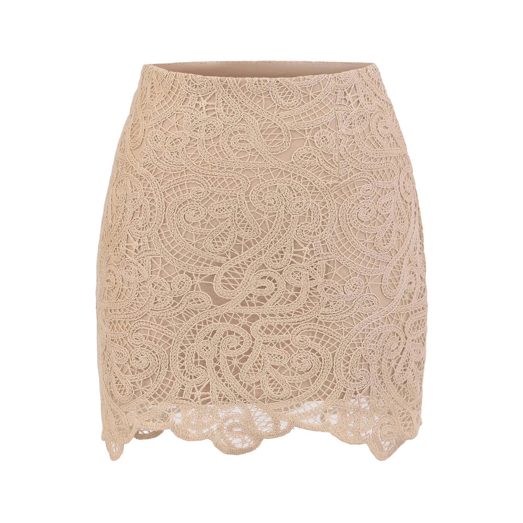 Glorol - High Waist A-Line Lace Hollow Out Skirt