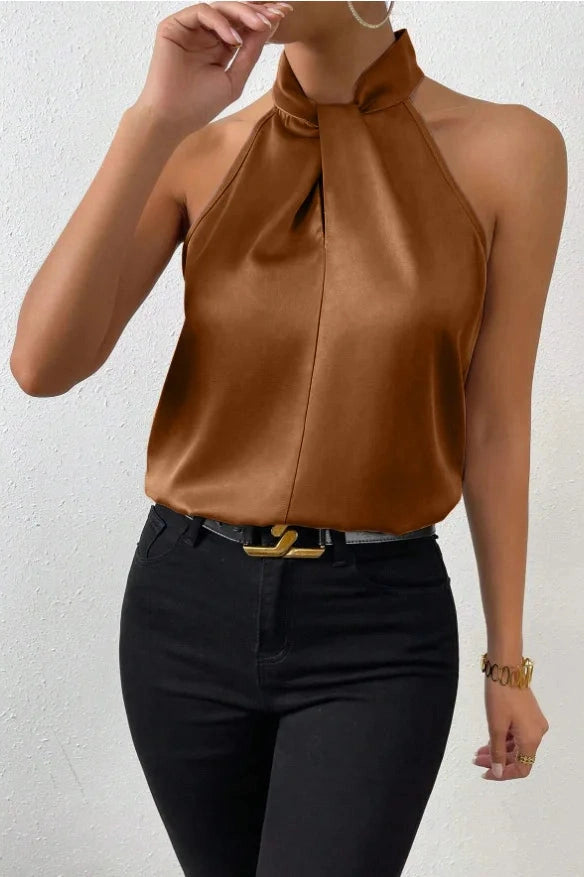 Glorol - Elegant Turtleneck Sleeveless Top