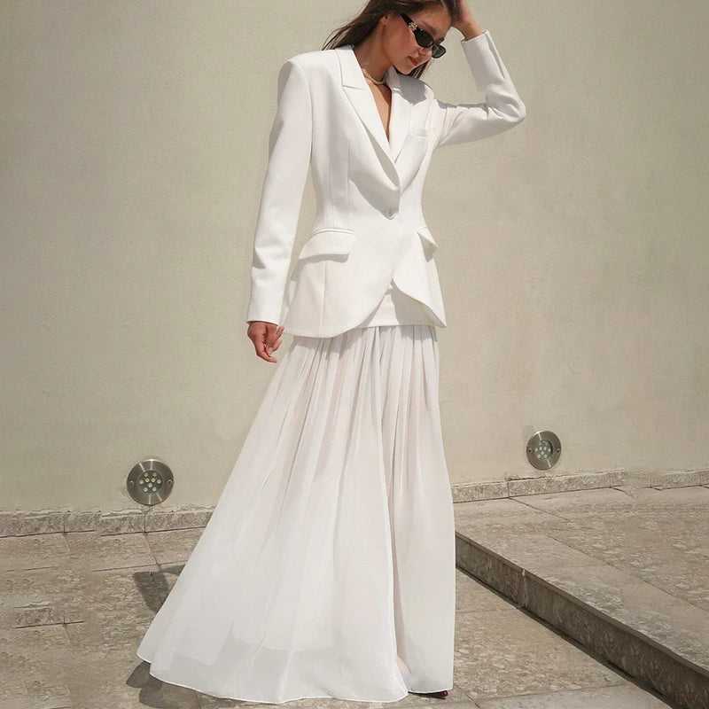 Glorol - Paneled High-Waisted Flowy Skirt