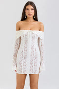 Glorol - Off-shoulder Strapless Long Sleeve Lace Backless Mini Dress