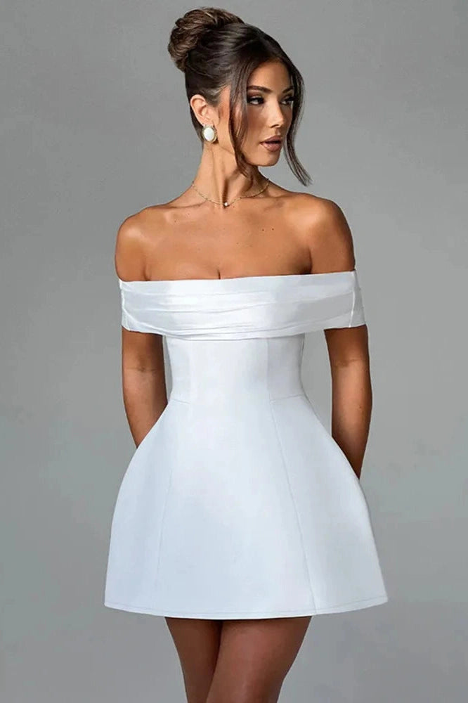 Glorol - Off-shoulder Strapless Sleeveless Backless Mini Dress
