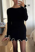 Glorol - Elegant Knitted Slim Long Sleeve Mini Dress