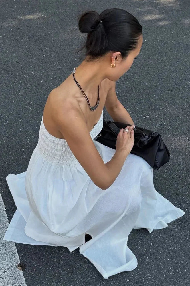 Backless Patchwork High Waist Maxi Dress