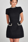Glorol - Short Sleeve Patchwork Slim Mini Dress