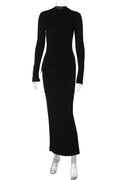 Glorol - Elegant Turtleneck Long Sleeve Maxi Dress