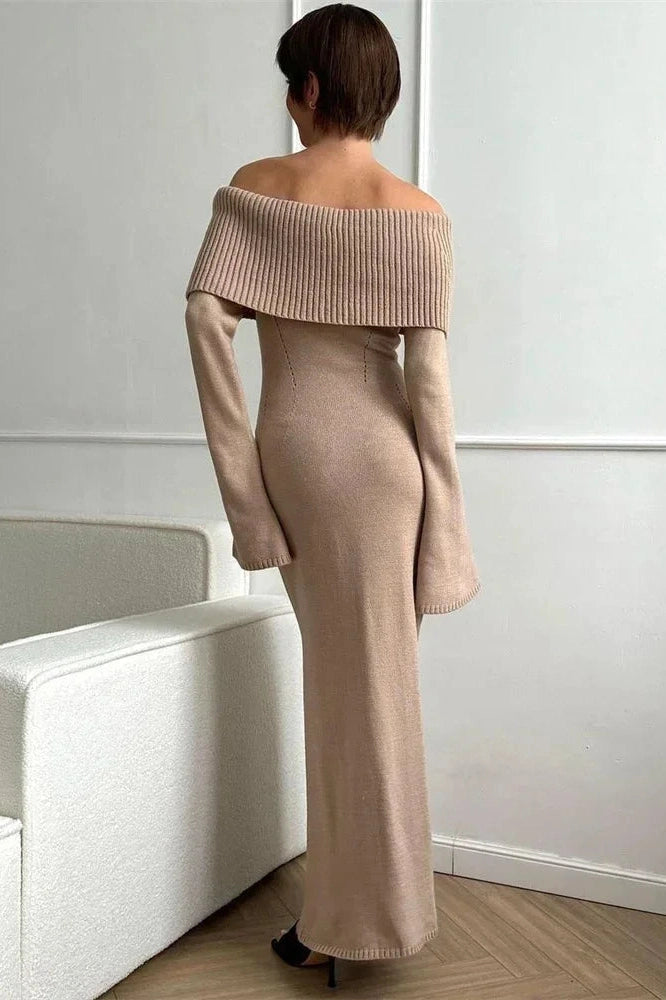 Glorol - Off-Shoulder High Waist Maxi Dress